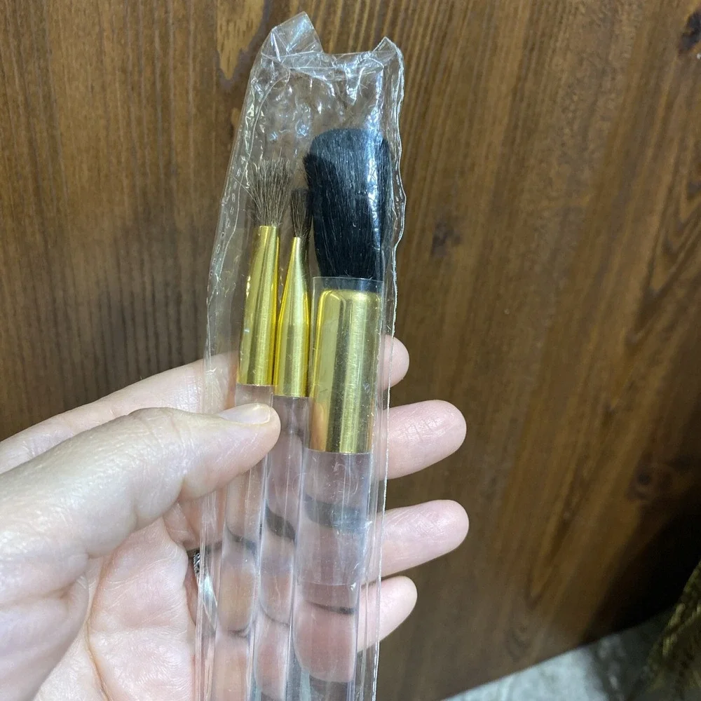 Lancome‎ Clear & Gold Makeup Brush Set 3 Pieces Brand New